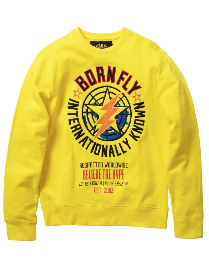 Men's Born Fly Yellow Global Elementz Crewneck