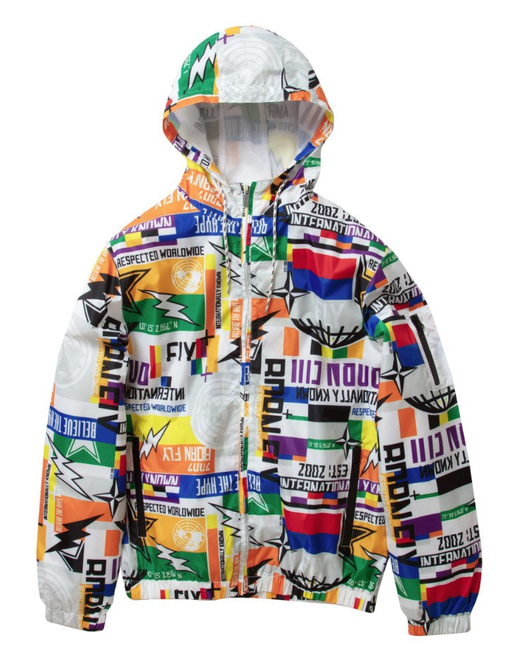 Men's Born Fly White Carnival Nylon Jacket