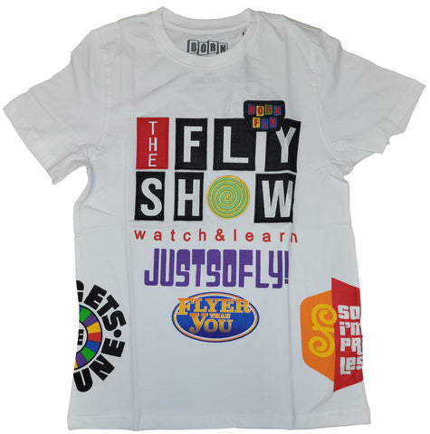 Men's Born Fly White Fly Show Embossed T-Shirt