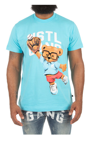 Men's Hustle Gang Light Blue Robinson Knit Short Sleeve T-Shirt