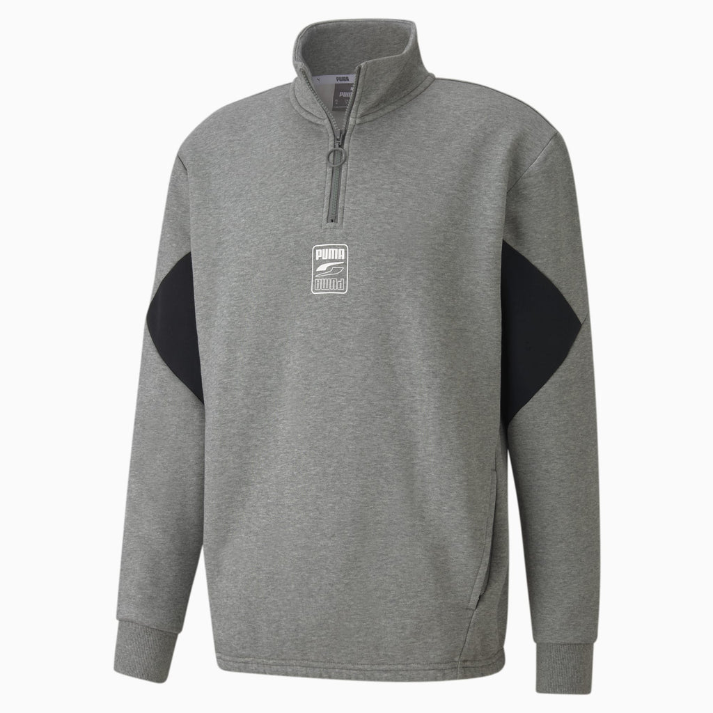 Men's Puma Gray Rebel Half Zip Fleece Hoodie