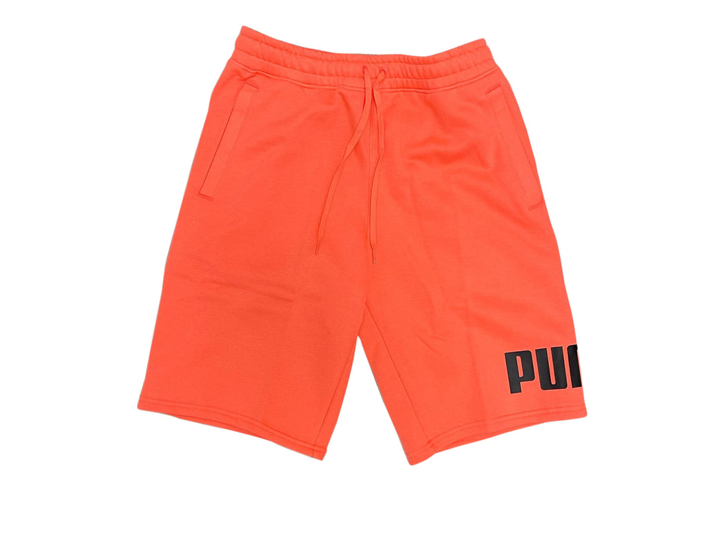 Men's Puma Fiery Coral Big Fleece Logo Shorts
