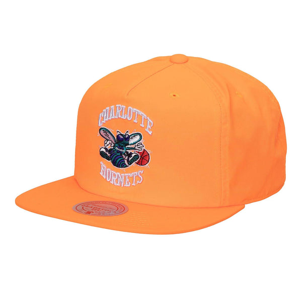 Men's Mitchell & Ness Orange NBA Charlotte Hornets Neon Nylon Snapback - OSFA