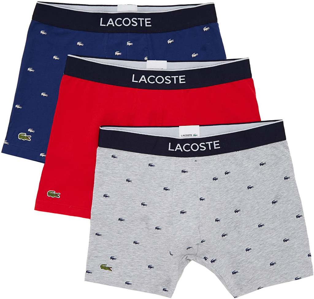 Lacoste Methylene/Silver Chine-Red 3-Pack Boxer Briefs