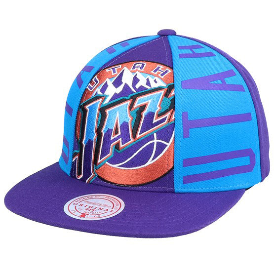 Mitchell & Ness Purple NBA Utah Jazz Big Face Callout Snapback Hat - OSFA