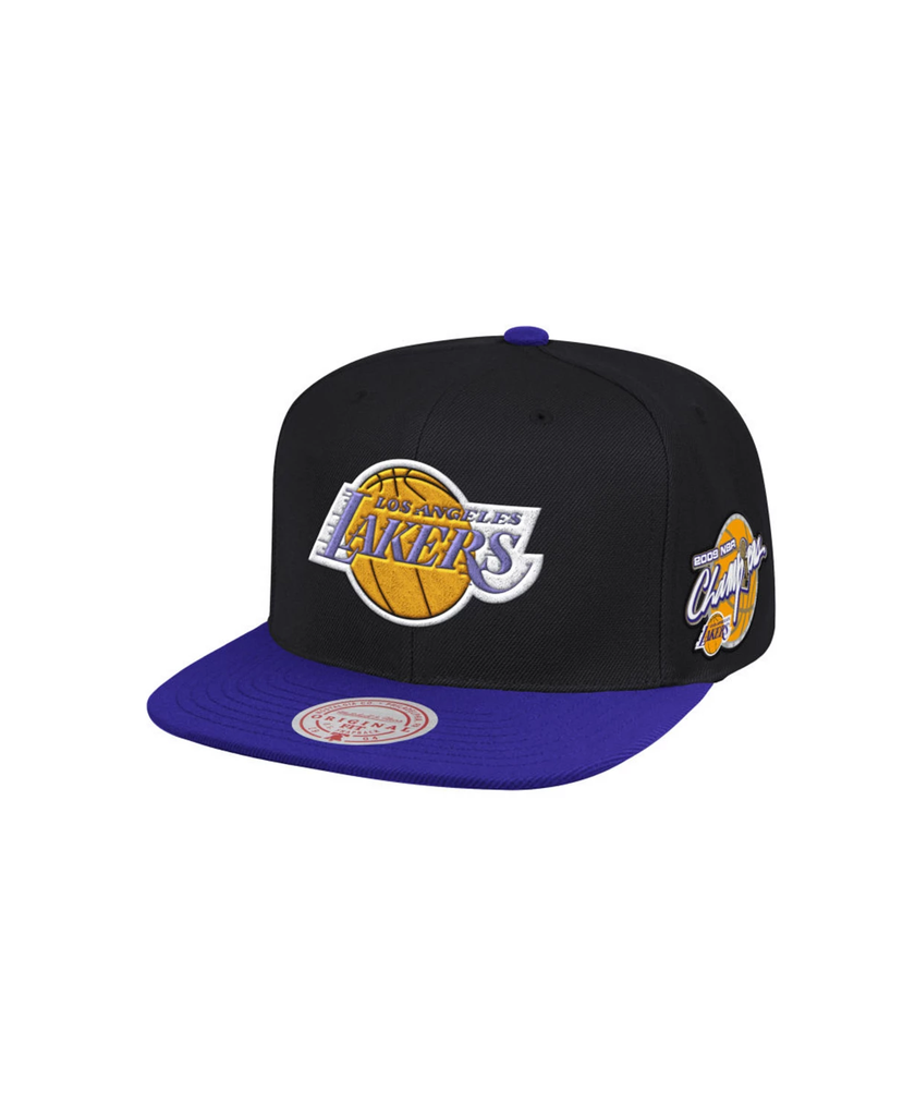 Men's Mitchell & Ness Black/Purple NBA Los Angeles Lakers Patches 2 Tone HWC Snapback - OSFA