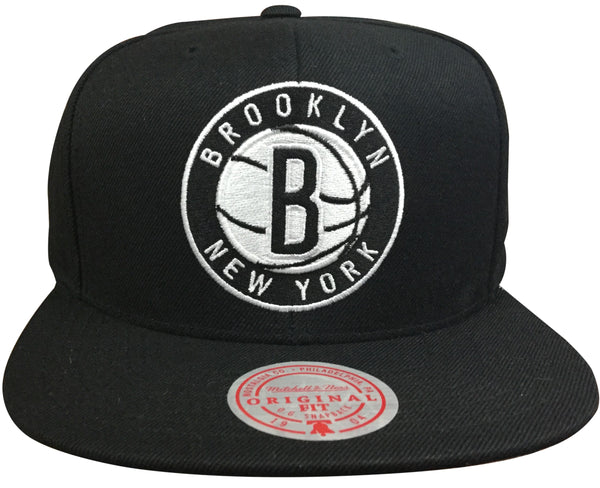 Mens Mitchell & Ness Black NBA Brooklyn Nets Team Ground Snapback - OSFA