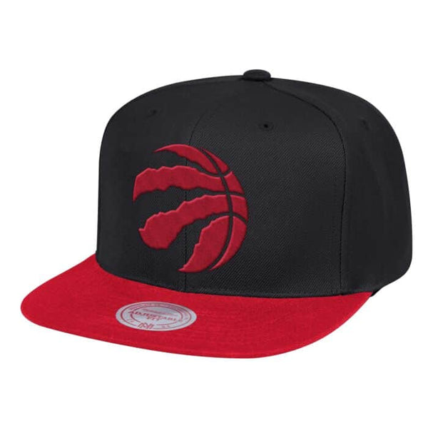 Men's Mitchell & Ness Black/Red NBA Toronto Raptors Wool 2 Tone Snapback - OSFA