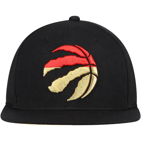 Men's Mitchell & Ness Black/Red/Gold NBA Toronto Raptors Gold Dip Down Snapback - OSFA