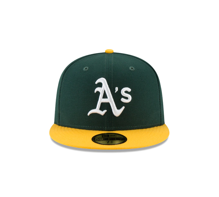 Mens New Era 59Fifty Green/Yellow MLB Oakland Athletics On Field Game Fitted (70361054)