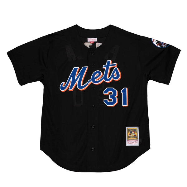 Men's Mitchell & Ness Black MLB New York Mets Mike Piazza 2000 Button Front Jersey
