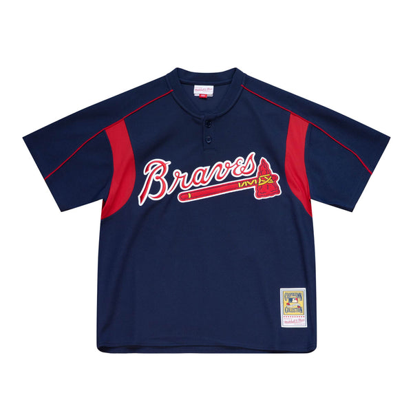 Mitchell & Ness Navy Blue MLB Atlanta Braves Chipper Jones 2003 Mesh BP Jersey