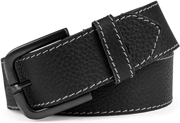 Timberland Black Leather Contrast Stitch 40mm Belt