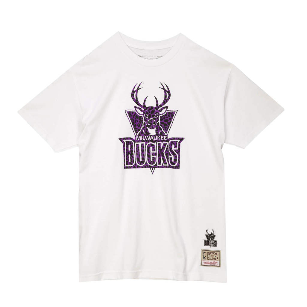 Mitchell & Ness White NBA Milwaukee Bucks Wild Life Mid-Weight T-Shirt