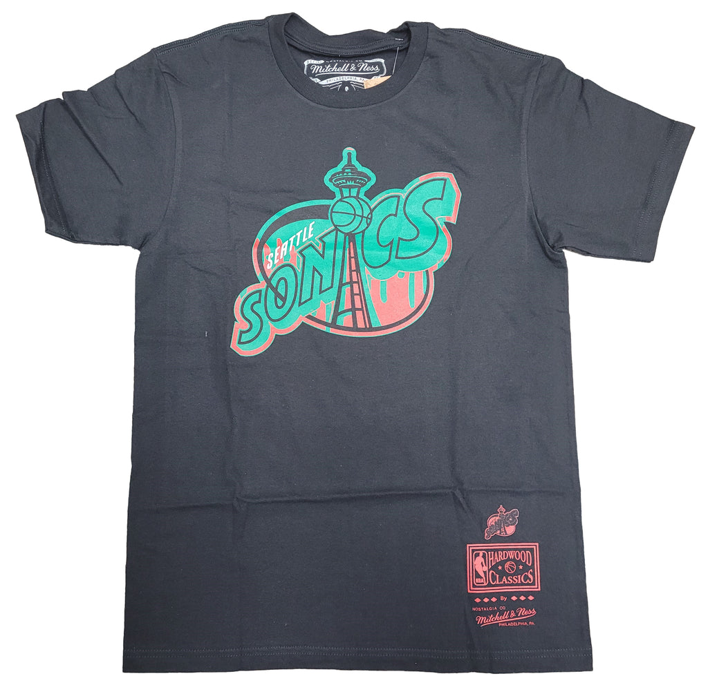 Mitchell & Ness Black NBA Seattle Supersonics Neapolitan Drip T-Shirt