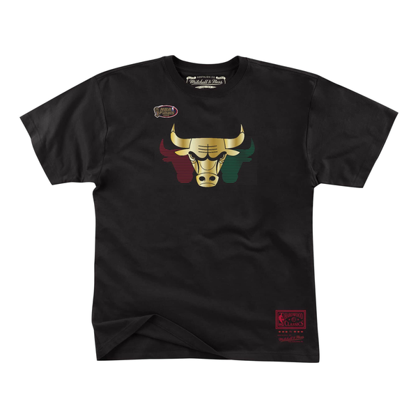 Mitchell & Ness Black NBA Chicago Bulls Neapolitan Wrapped Gold T-Shirt