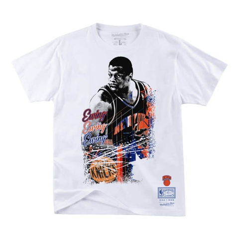 Mitchell & Ness White NBA New York Knicks Patrick Ewing Player Burst T-Shirt