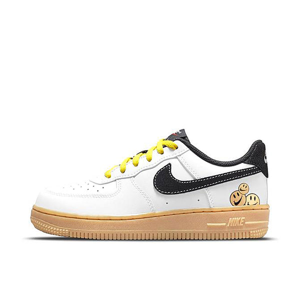 Little Kid's Nike Force 1 LV8 White/Anthracite-Yellow Strike (DO5856 100)