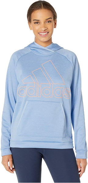 Women's Adidas Glow Blue/Heather/Glow Pink Athletics Team Issue Badge of Sport Hoodie
