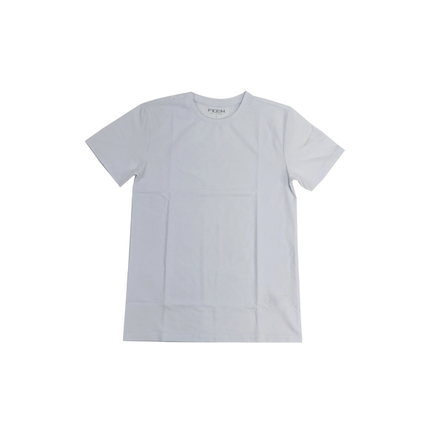 Men's Fidem Blue White Premium Flex Crew Neck Basic T-Shirt