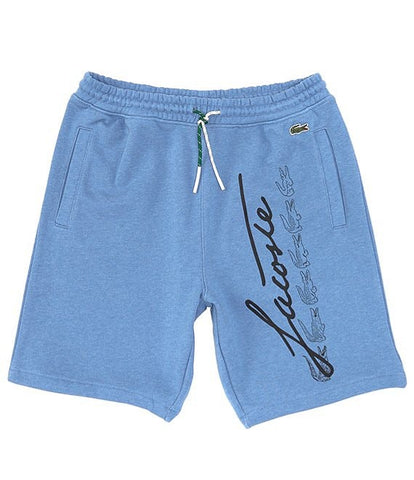 Men's Lacoste Blue Chine Signature Print Cotton Fleece Shorts