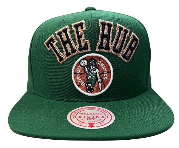 Men's Mitchell & Ness Black Boston Celtics Gold Dip Down Snapback Hat