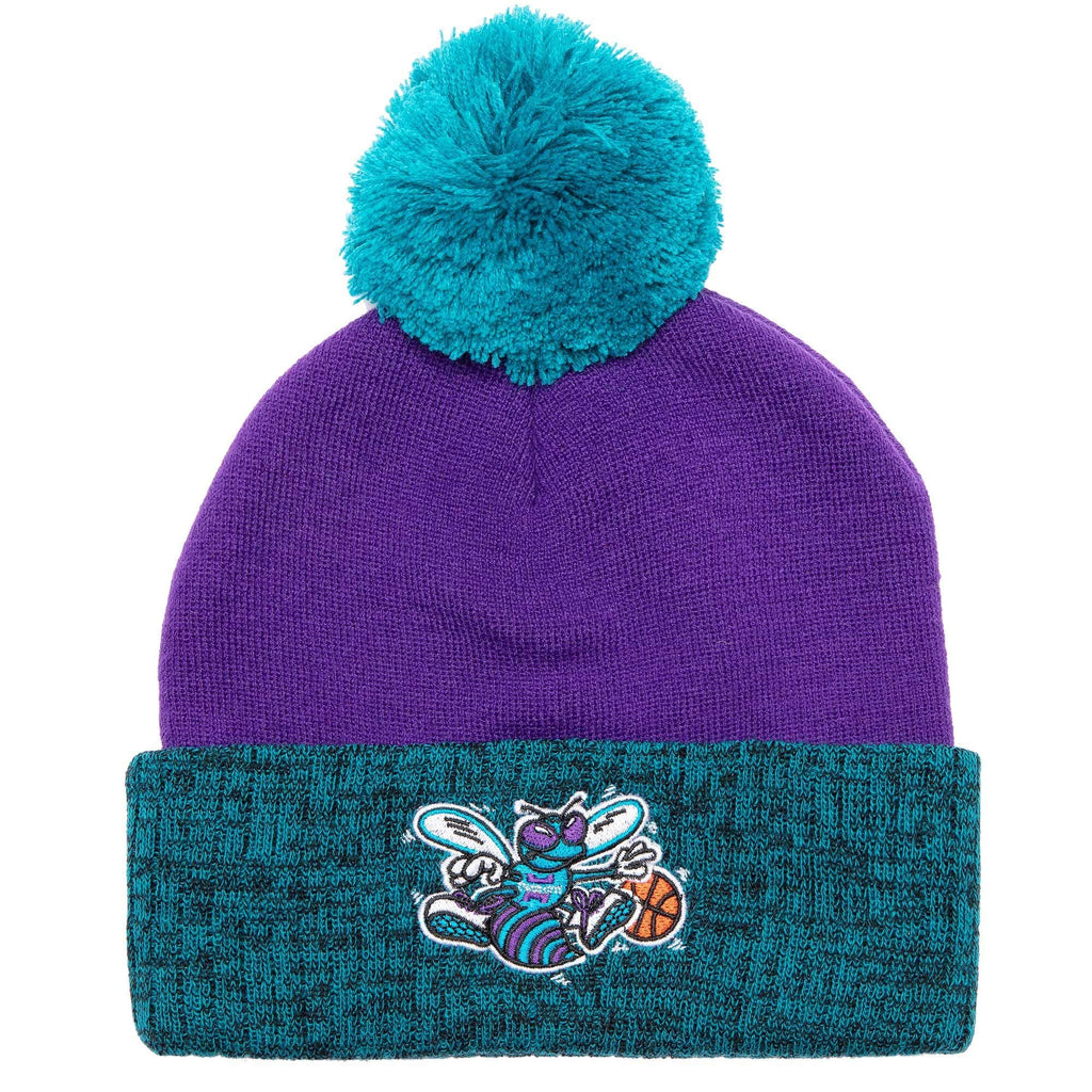 Men's Mitchell & Ness NBA Charlotte Hornets Two Tone Pom Beanie - OSFA