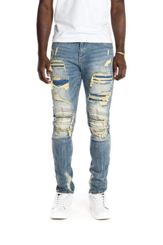 Men's Smoke Rise Surf Blue Engineered Fashion Jeans