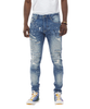 Men's Smoke Rise Bristol Blue Heavy Rip & Repair Fashion Jeans
