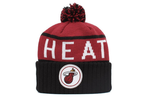 Mitchell & Ness Miami Heat High 5 Cuffed Knit Hat - OSFA