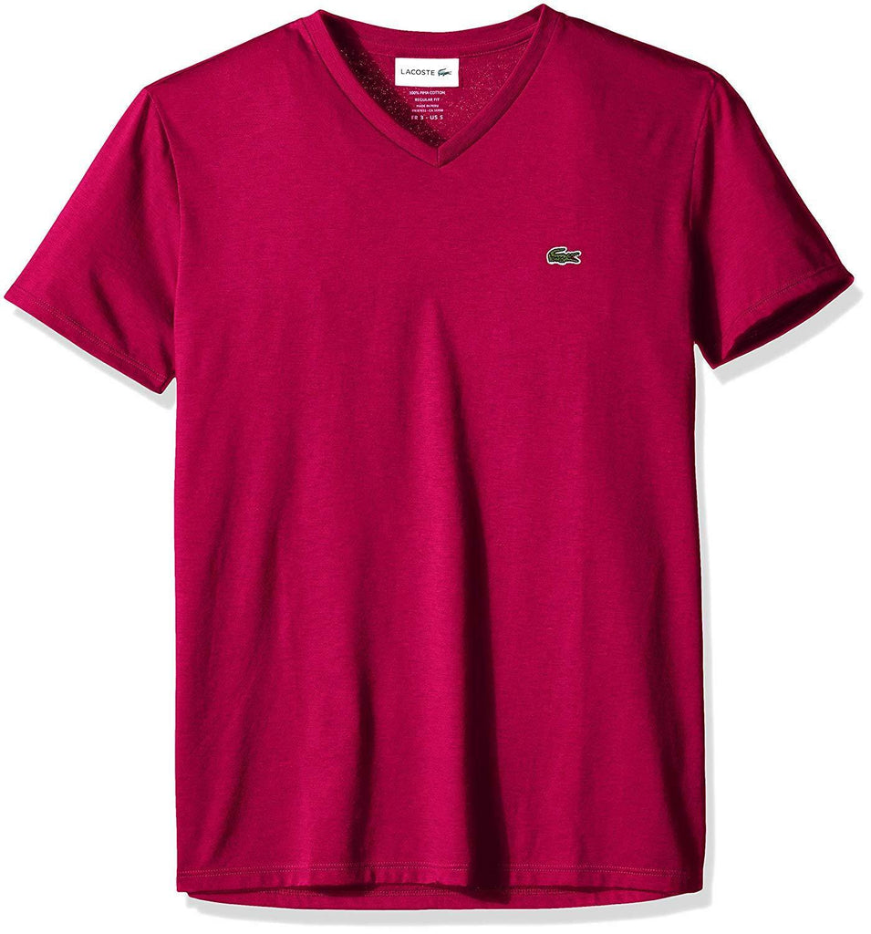 Lacoste Persian Red Short Sleeve Pima Cotton V-Neck Jersey T-Shirt