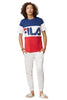 Men's Fila Vialli T-Shirt Deep Blue/White/Scarlet