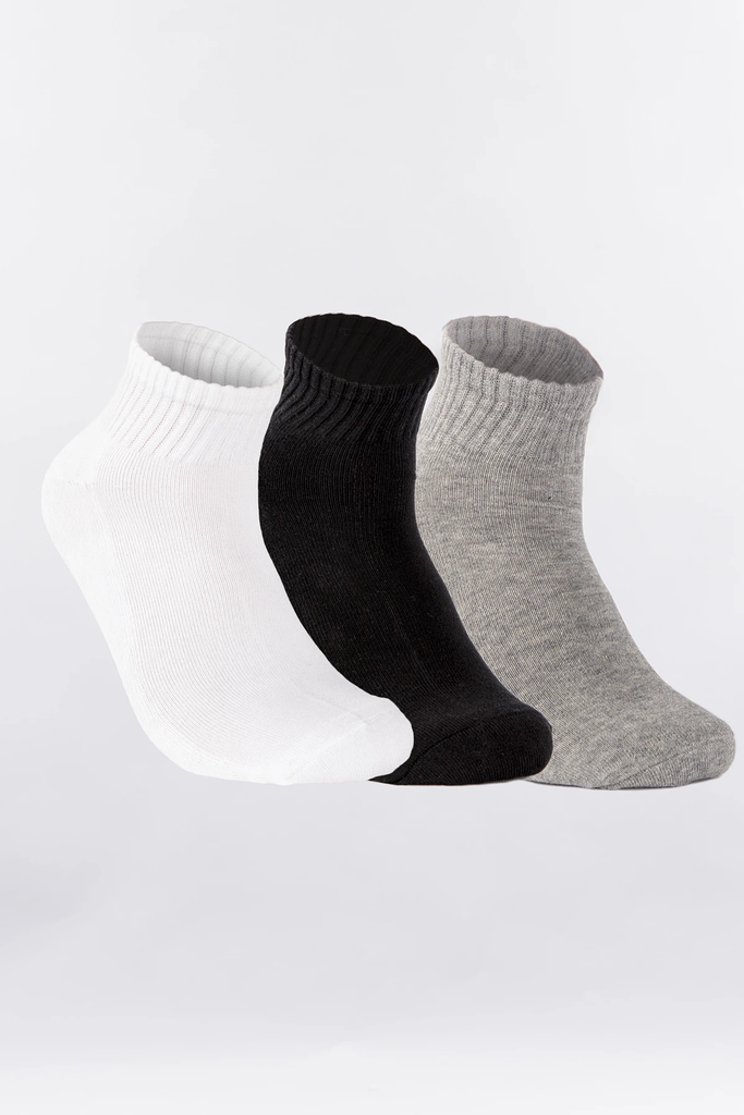 Men's City Lab White/Grey/Black Athletic 3-Pack Ankle Socks -