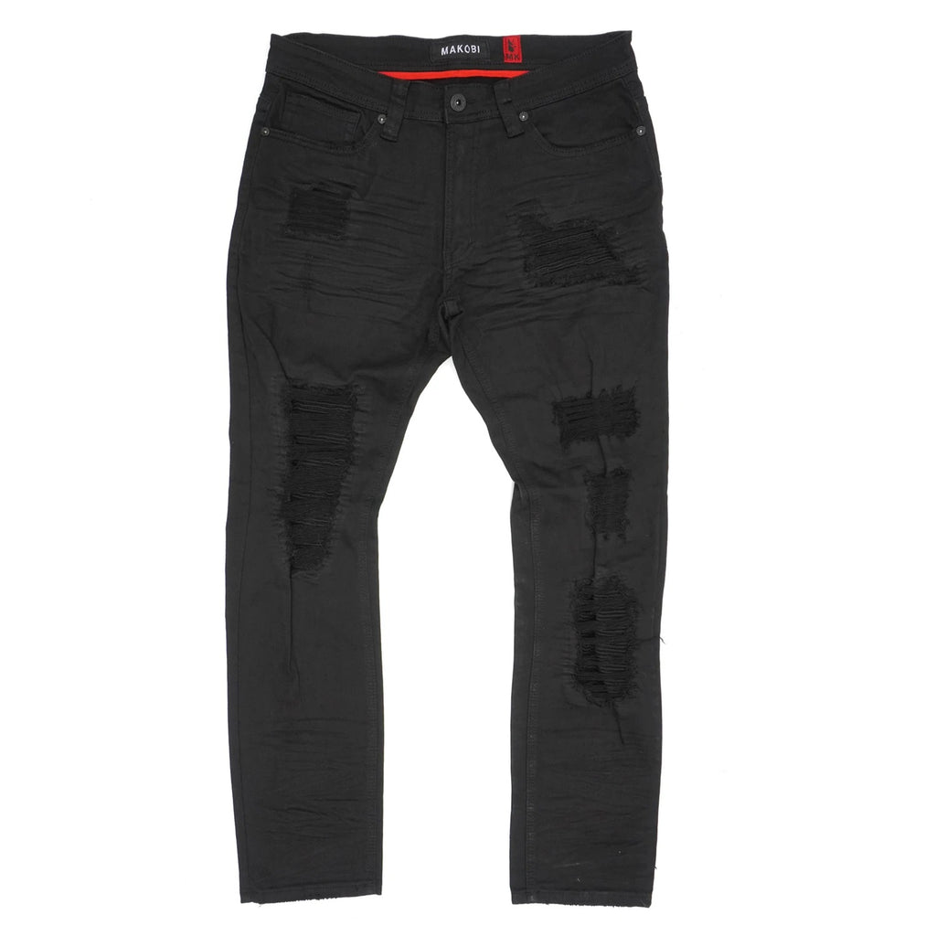 Men's Makobi Black/Black Pensacola Shredded Jeans