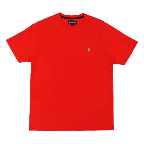 Men's Makobi Red Embossed Knit T-Shirt