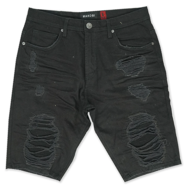 Makobi Black/Black Stinson Shredded Shorts