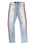 Men's M. Society Ice Blue Jeans with Black/Red Side Strip