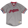 Mitchell & Ness Grey MLB Cleveland Indians Mesh V-Neck Jersey