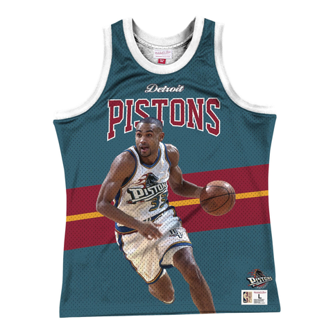 Mitchell & Ness Teal NBA Detroit Pistons Grant Hill Sublimated Player Tank