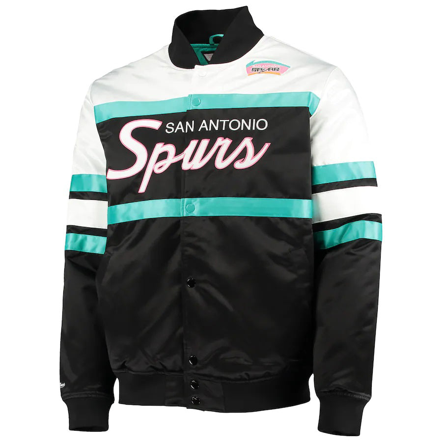 Men's Mitchell & Ness Black NBA San Antonio Spurs Special Script Heavyweight Satin Jacket