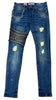 Men's Reelistik NYC Arden Blue Skinny Fit Distressed Jeans with Patch