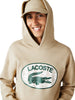 Men's Lacoste Beige Loose Fit Branded Monogram Hooded Sweatshirt