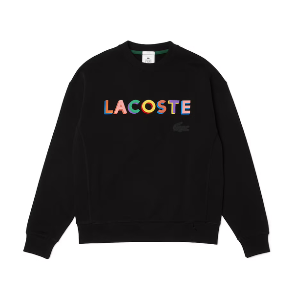 Lacoste Black L!VE Loose Fit Embroidered Fleece Sweatshirt