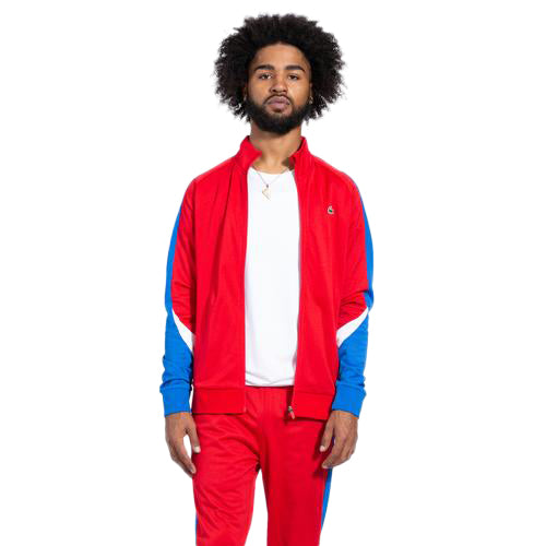 Men's Lacoste Red/Royal Classic Fit Color Block Long Sleeve Full-Zip Jacket