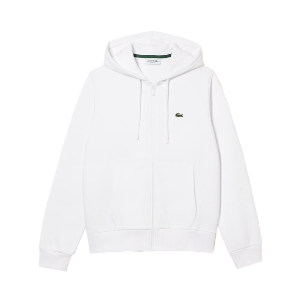 Men's Lacoste White Kangaroo Pocket Fleece Hoodie Sweatshirt