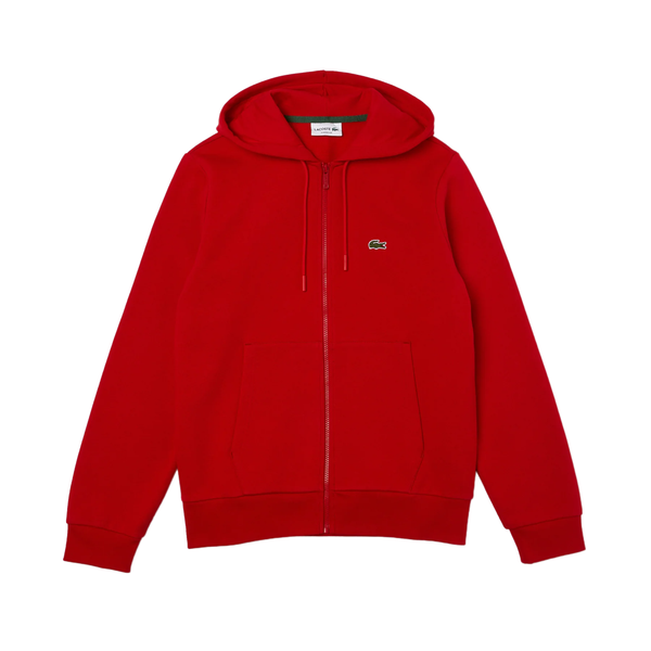 Men's Lacoste Red Kangaroo Pocket Fleece Hoodie Sweatshirt