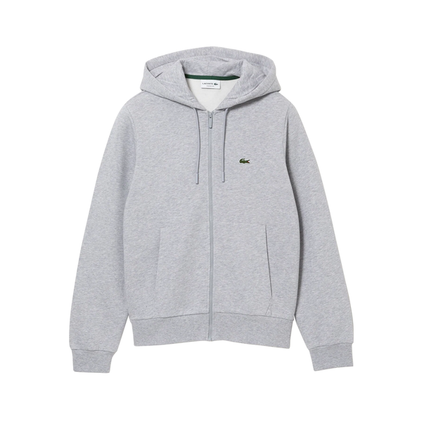 Men's Lacoste Grey Chine Kangaroo Pocket Fleece Hoodie Sweatshirt