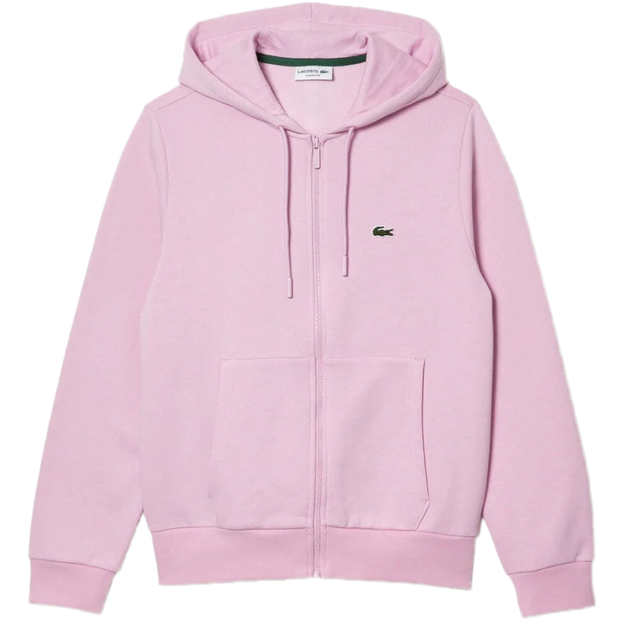 Men's Lacoste Pink Kangaroo Pocket Fleece Hoodie Sweatshirt