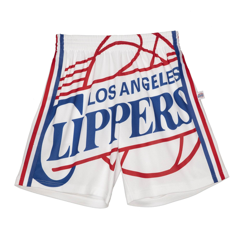 Mitchell & Ness White NBA Los Angeles Clippers Big Face 2.0 Blownout Shorts