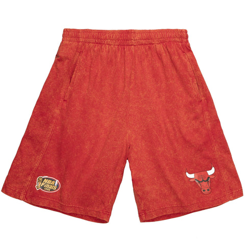 Mitchell & Ness Red NBA Chicago Bulls Quintessential Acid Wash Shorts